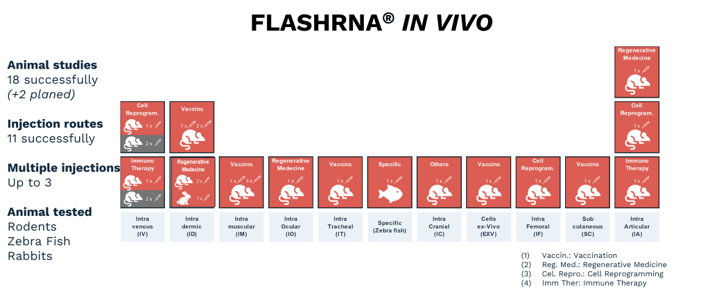 Chart of in vivo proofs of concepts